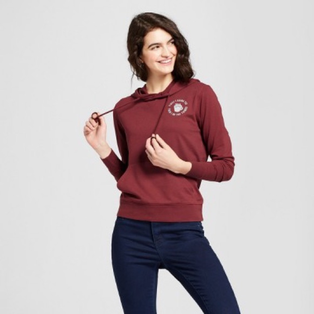 Fifth Sun First I Drink The Coffee Then I Do The Things Hoodie Maroon Size Small
